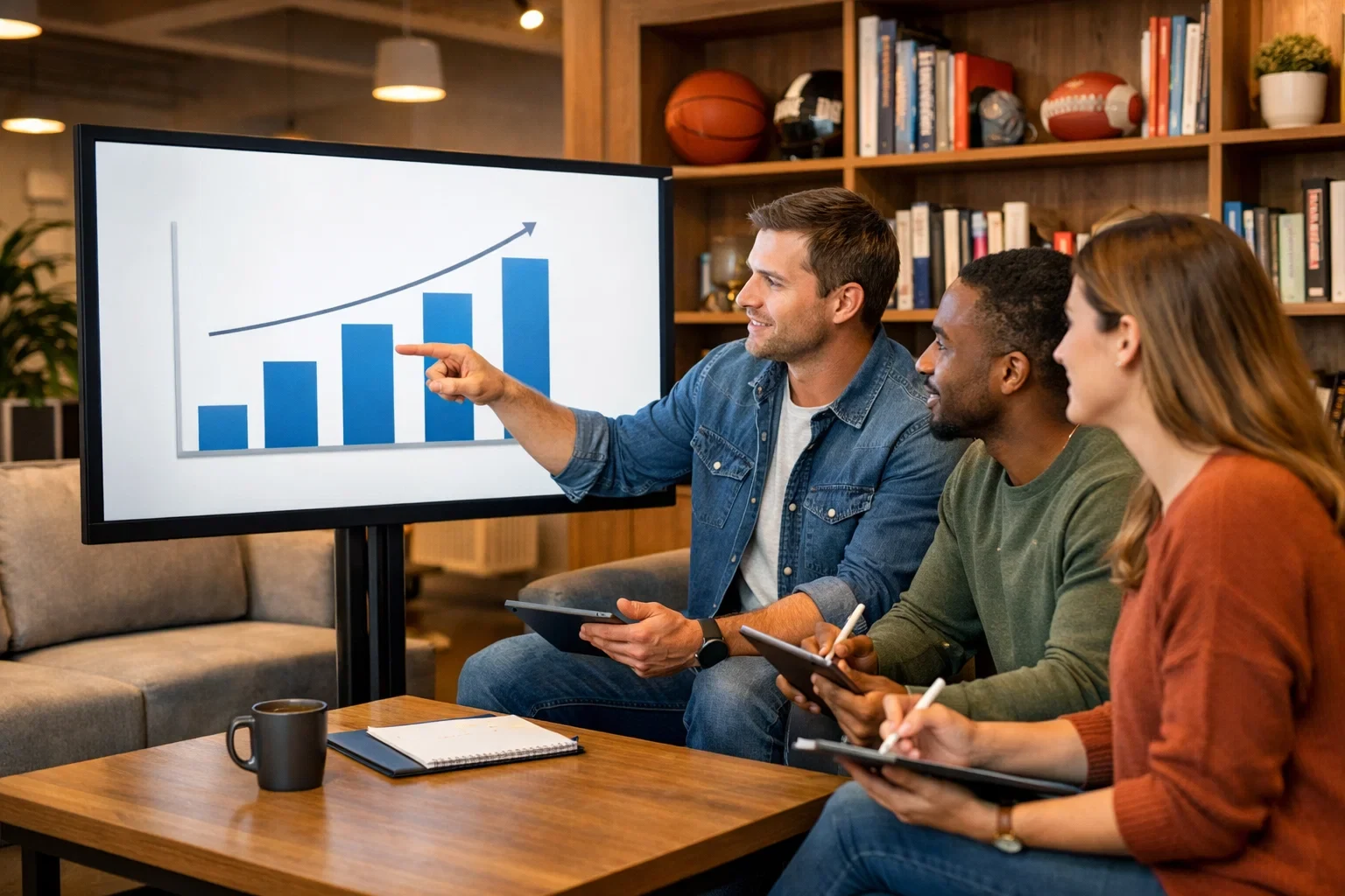 Comunidade de apostadores a aprender em conjunto sobre análise desportiva num ambiente educativo moderno