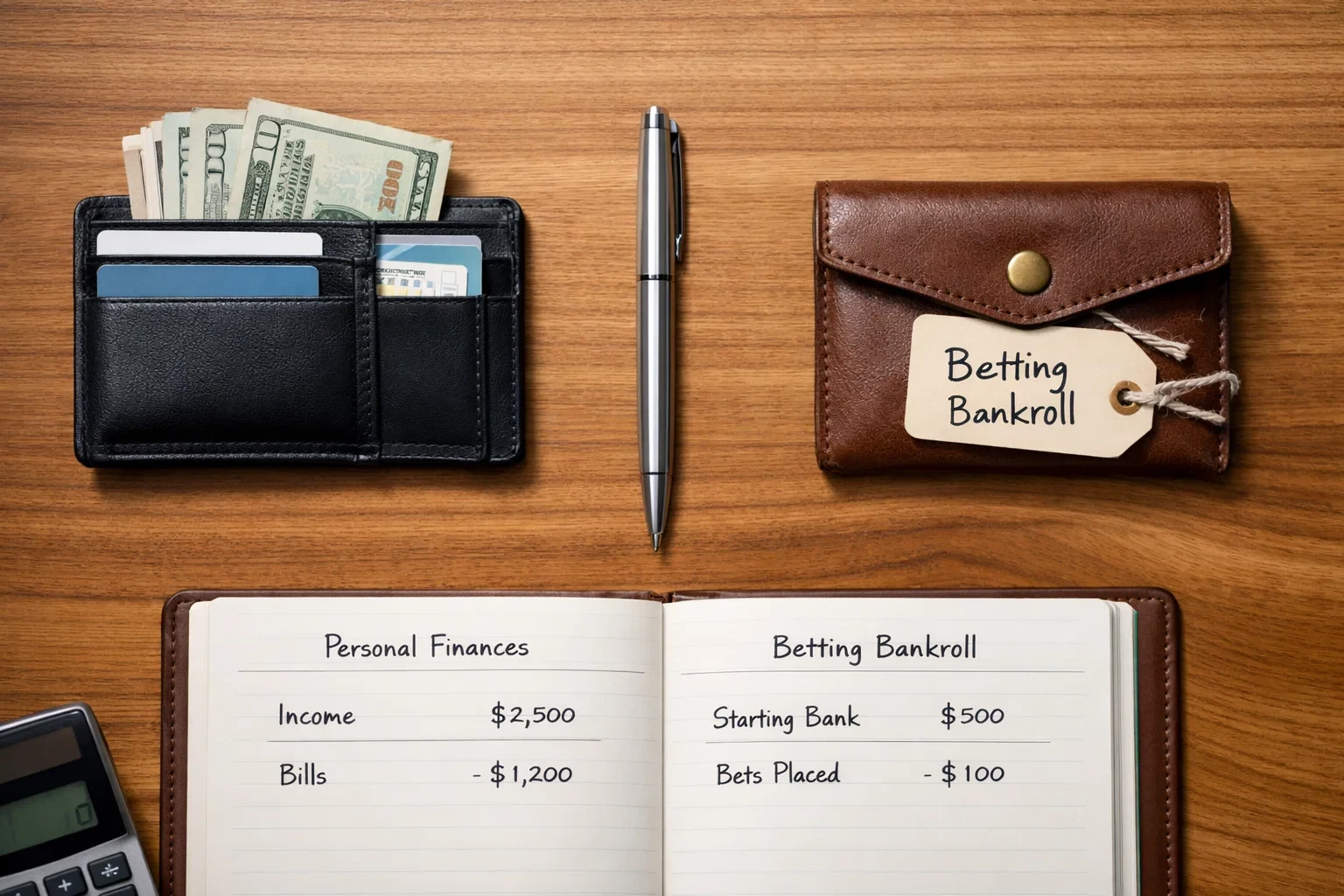 Separacao visual entre financas pessoais e banca dedicada a apostas